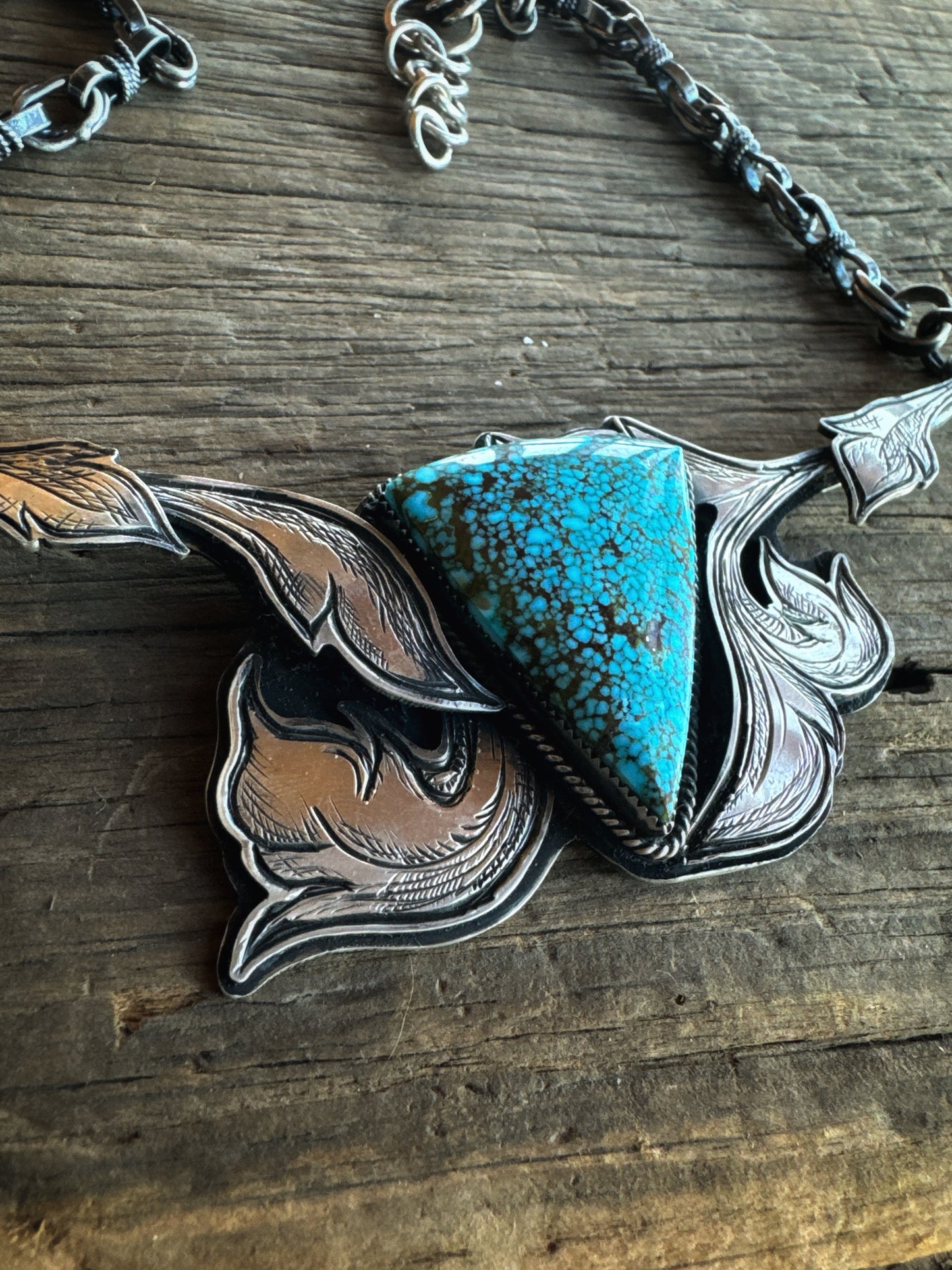 Engraved Kingman turquoise necklace