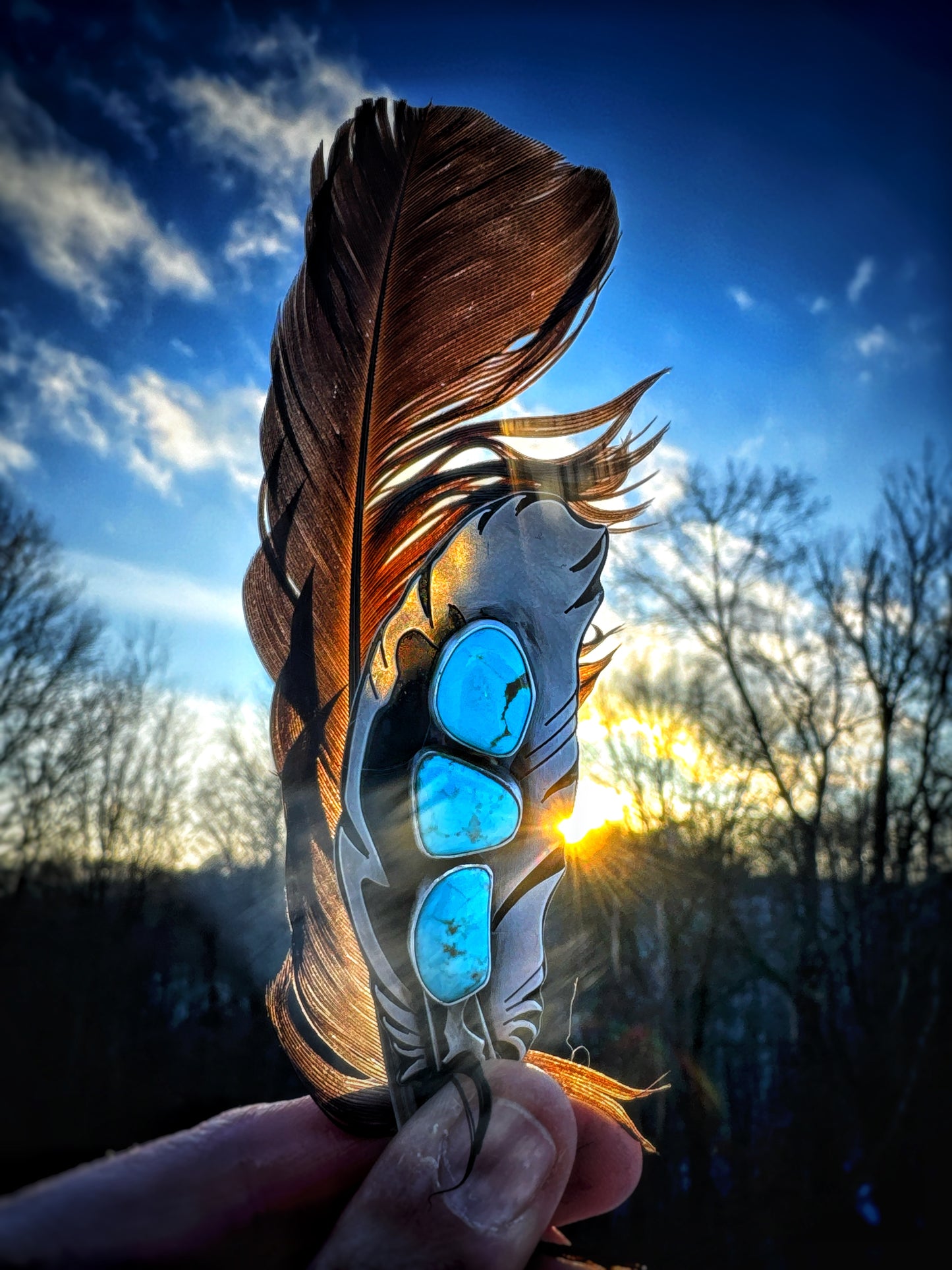 Feather Fox turquoise Pendant