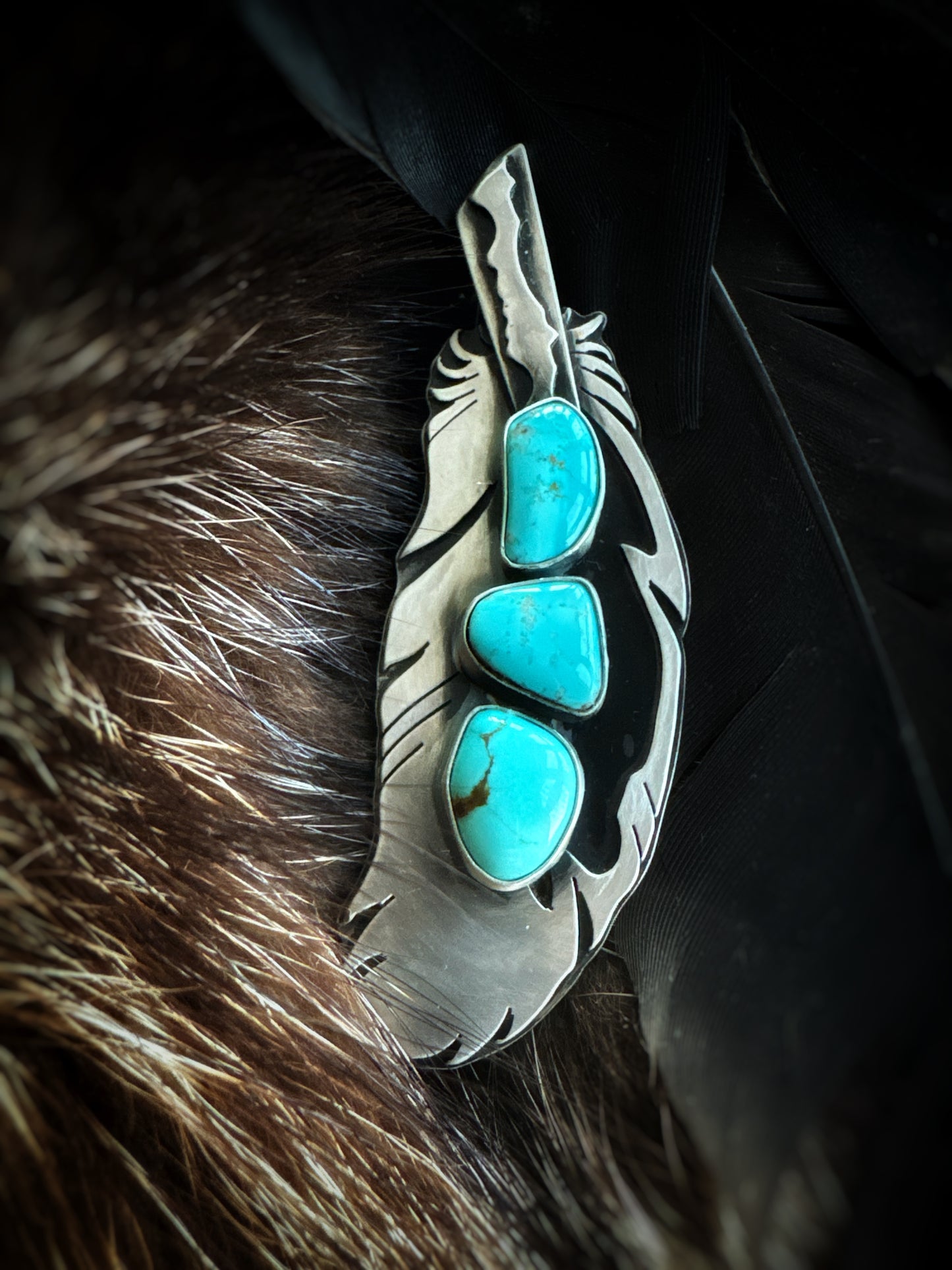 Feather Fox turquoise Pendant