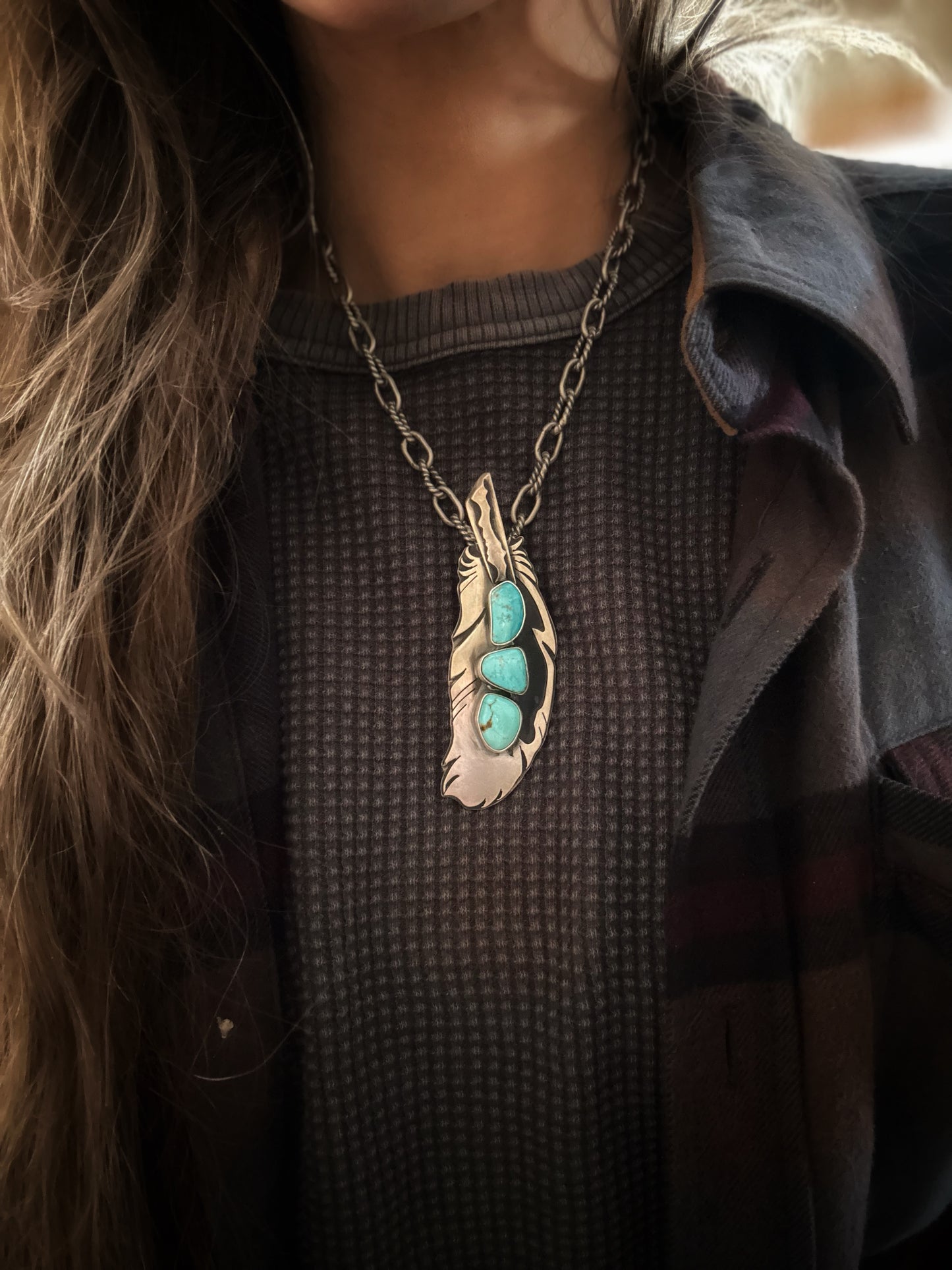 Feather Fox turquoise Pendant