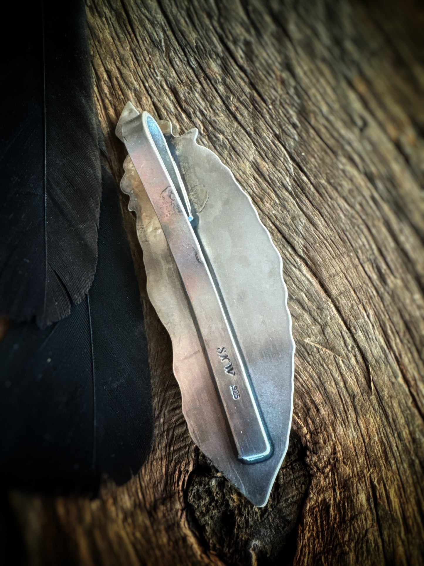 Feather Crow • Golden Hills turquoise Pendant