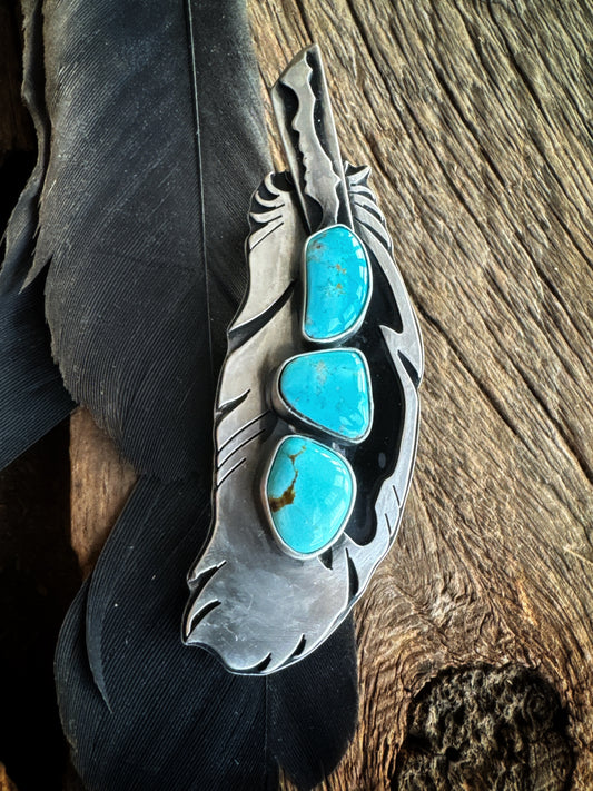 Feather Fox turquoise Pendant